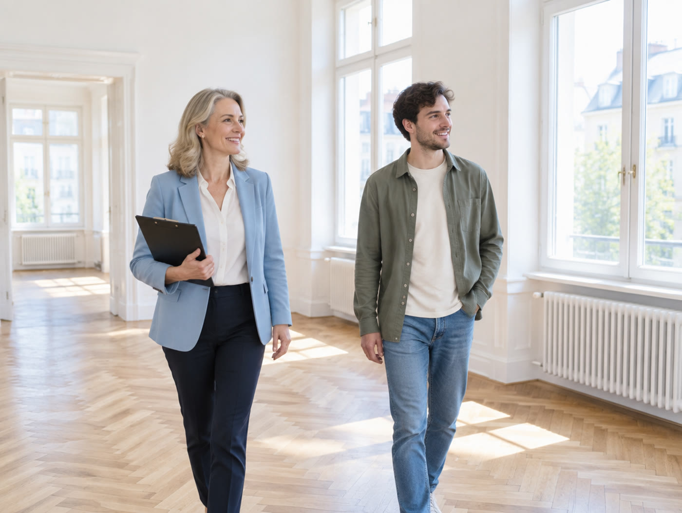 Une propriétaire et son locataire font l'état des lieux de sortie